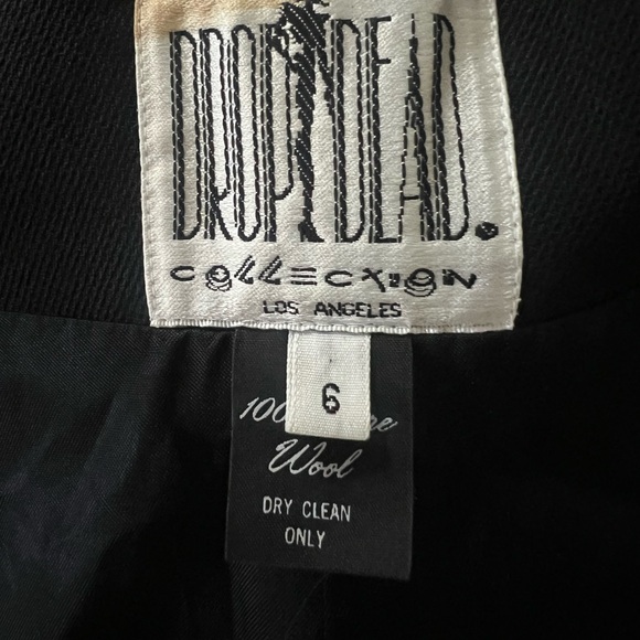 Vintage Midi Black High Waist Skirt Front Zipper Pure Wool Sz 6 - Picture 12 of 12